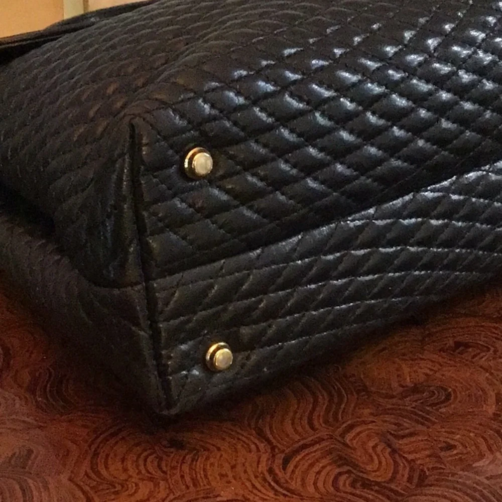 Vintage 1980s Bally Quilted Black Leather Handbag EUC - Picture 7 of 9